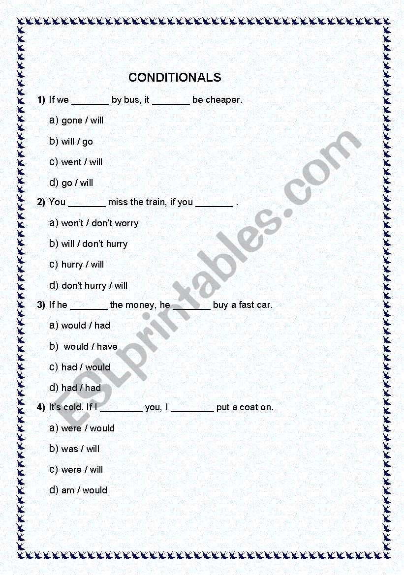 conditionals worksheet