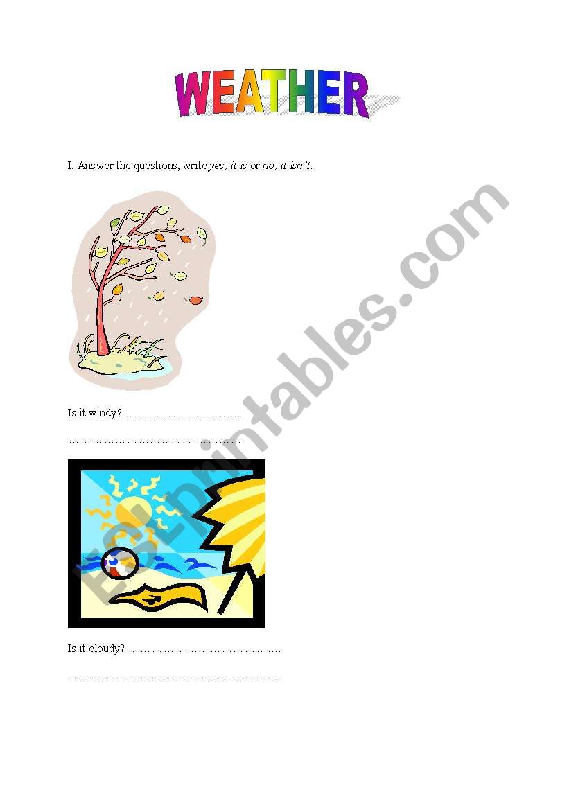 Weather exercises worksheet