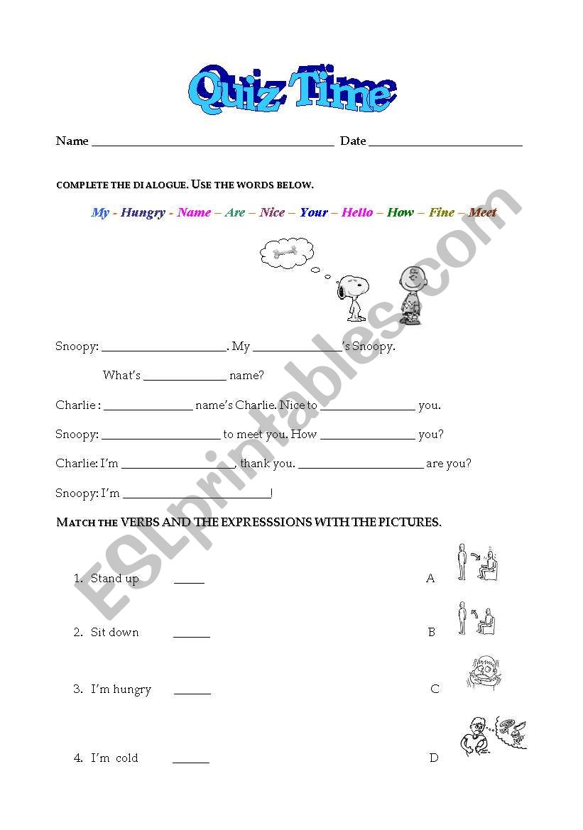 Quiz Time  worksheet