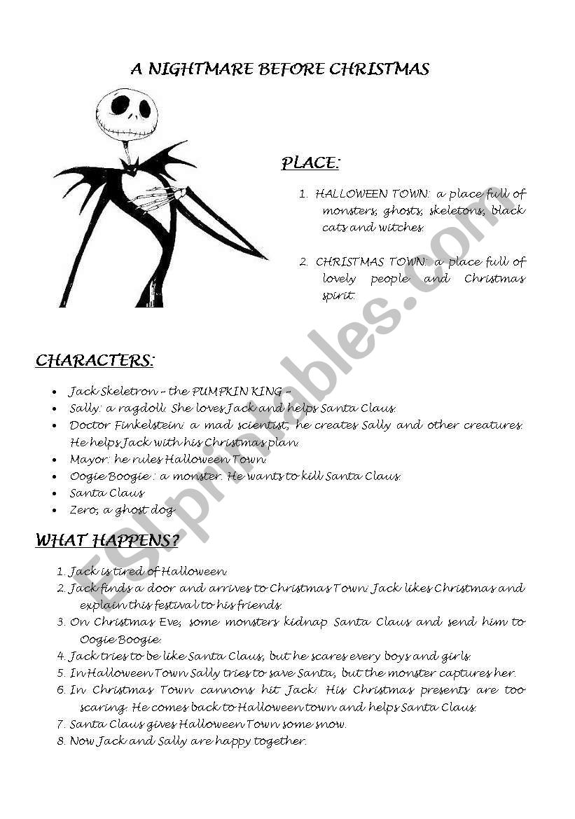 Nightmare Before Christmas ESL Worksheet By Topoamore Nightmare Before Christmas ESL Worksheet By Topoamore