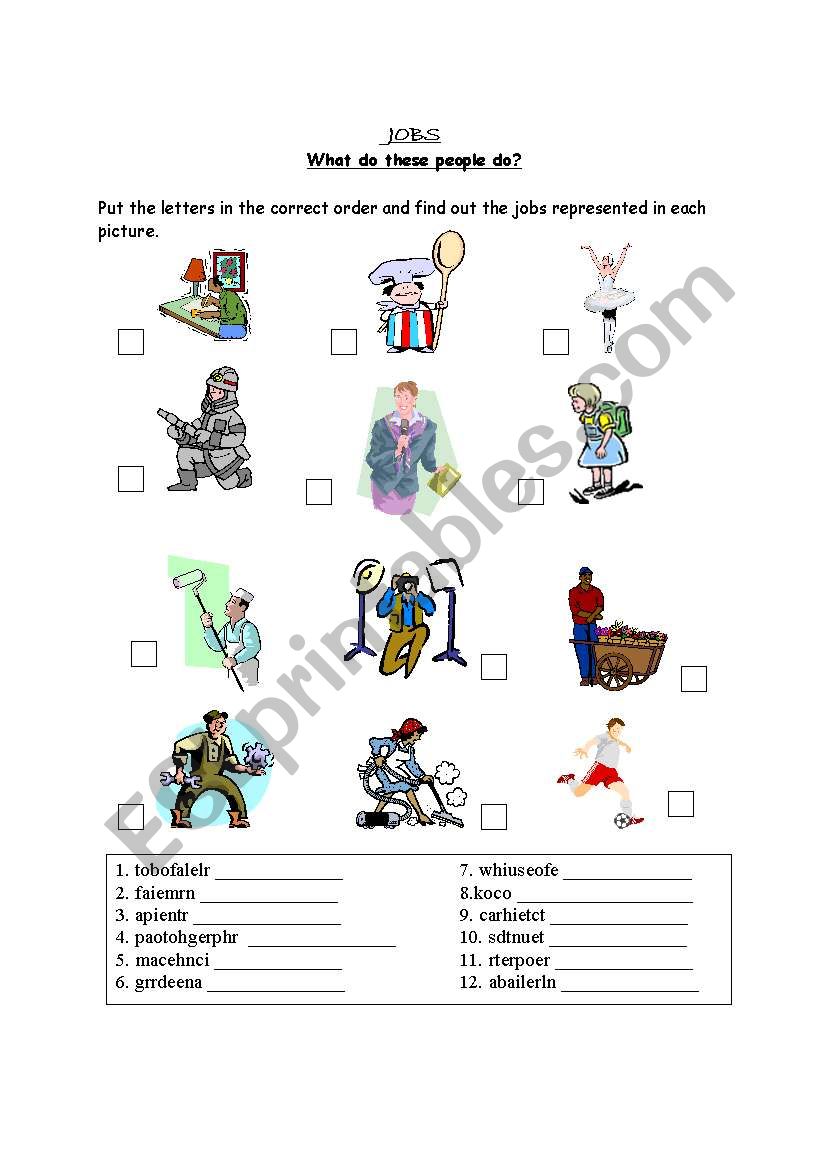 Jobs worksheet