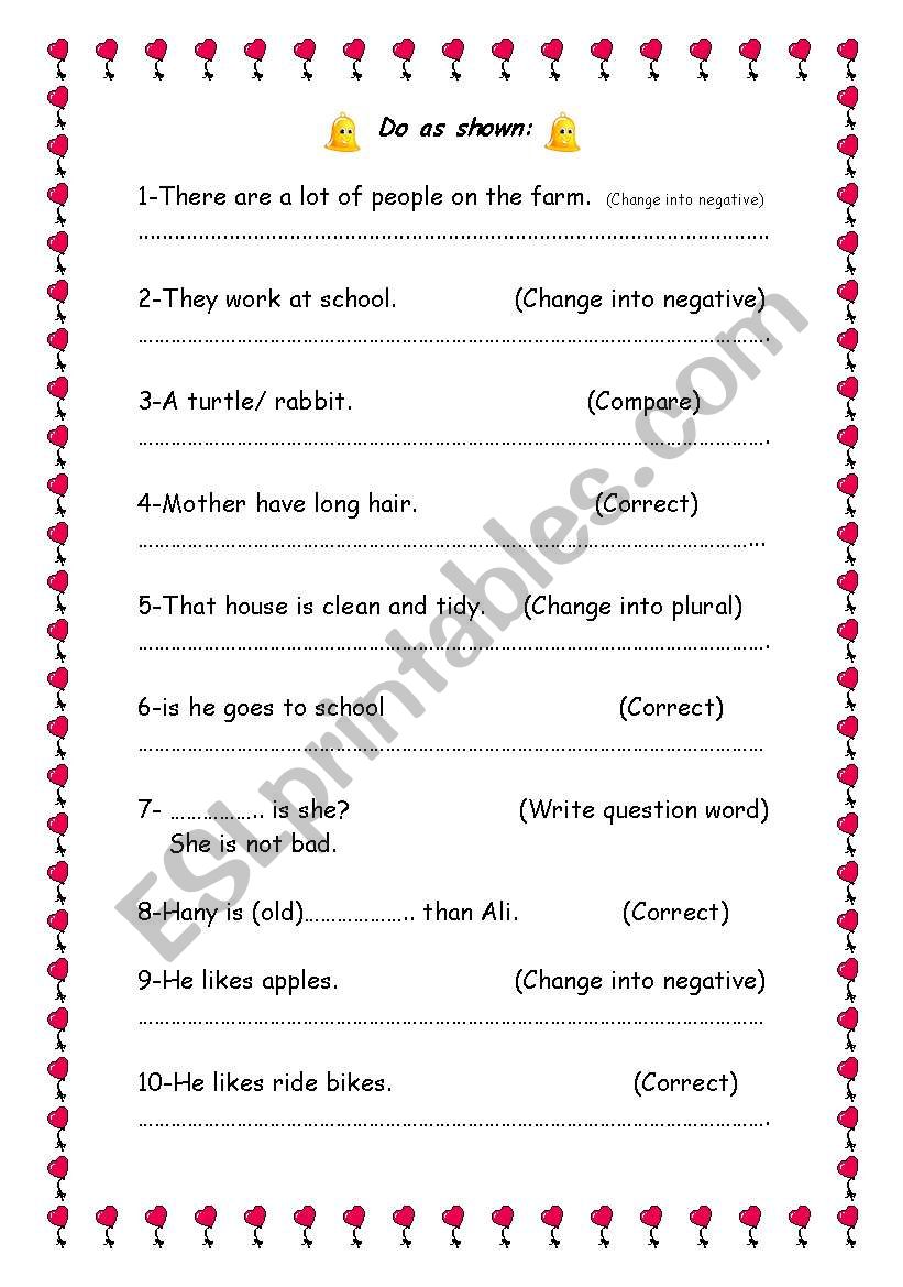 Do as shown worksheet