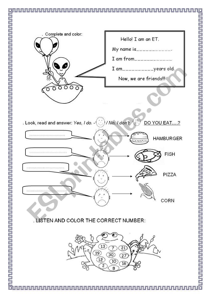 Kids Activity worksheet