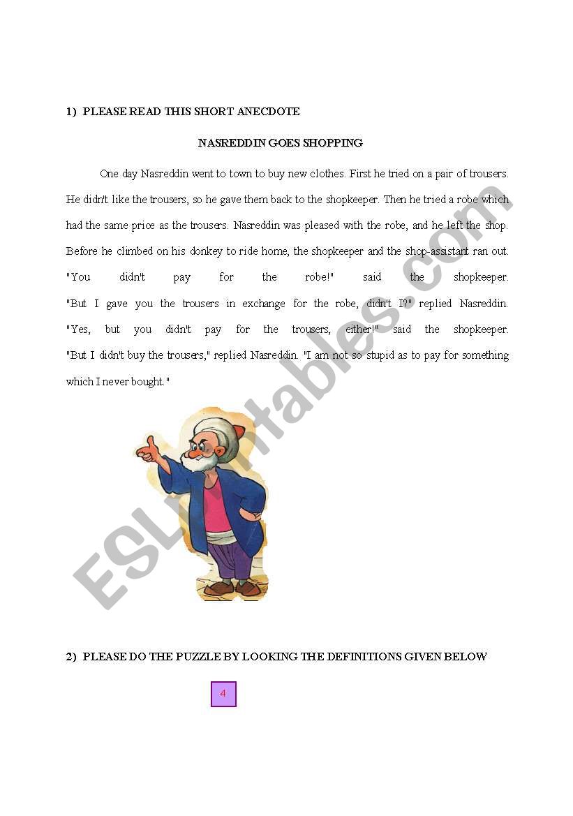 Nasreddin Hoca worksheet