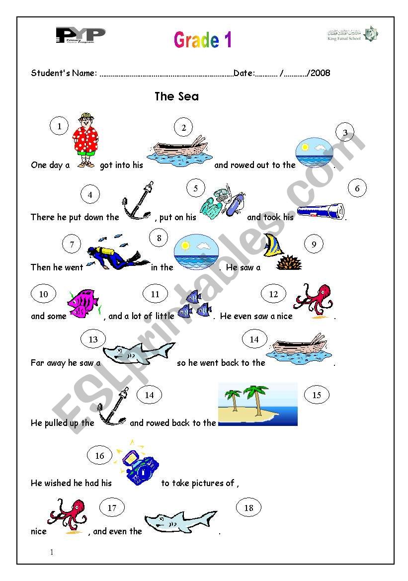 the sea worksheet