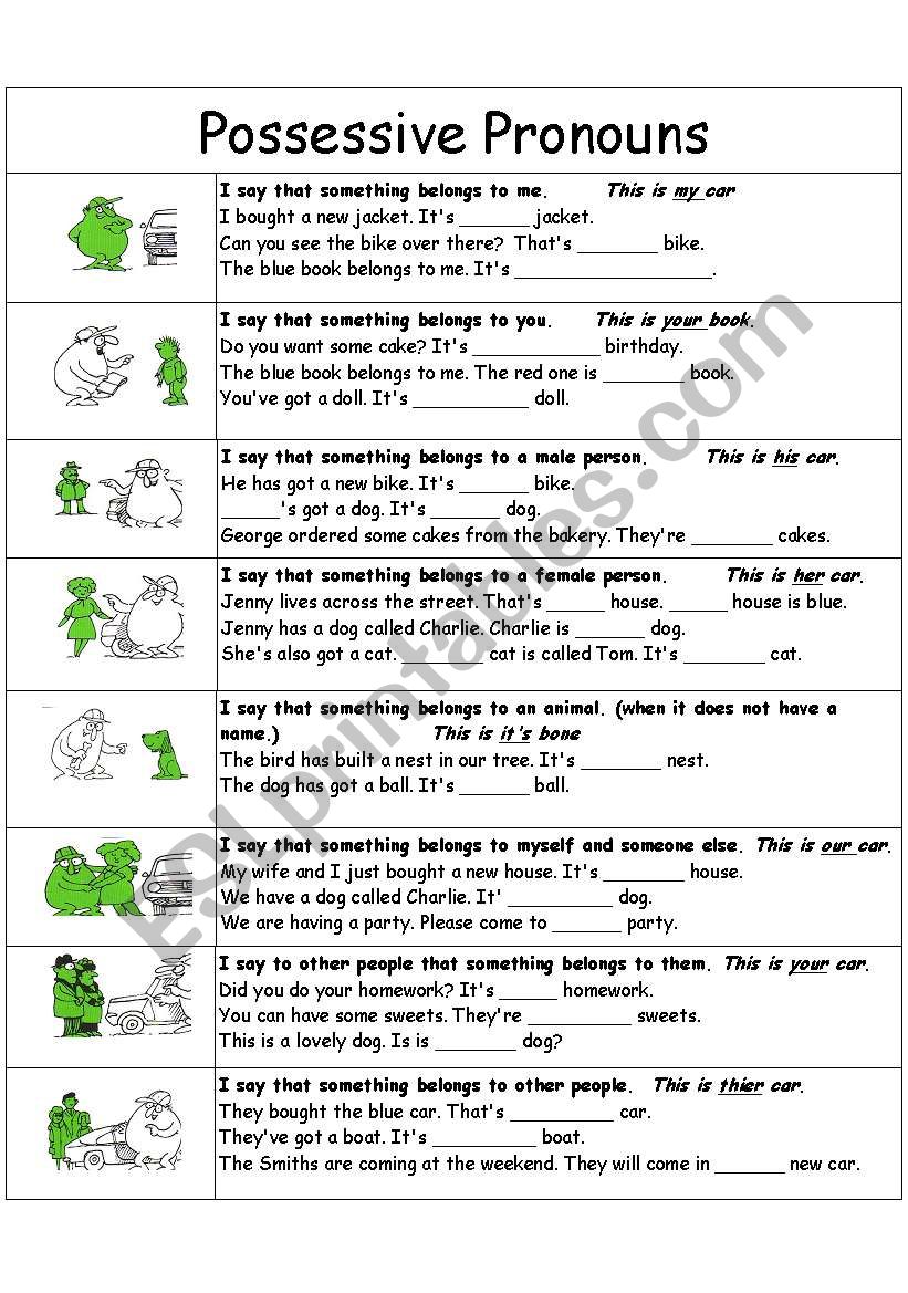 possesive adjectives worksheet