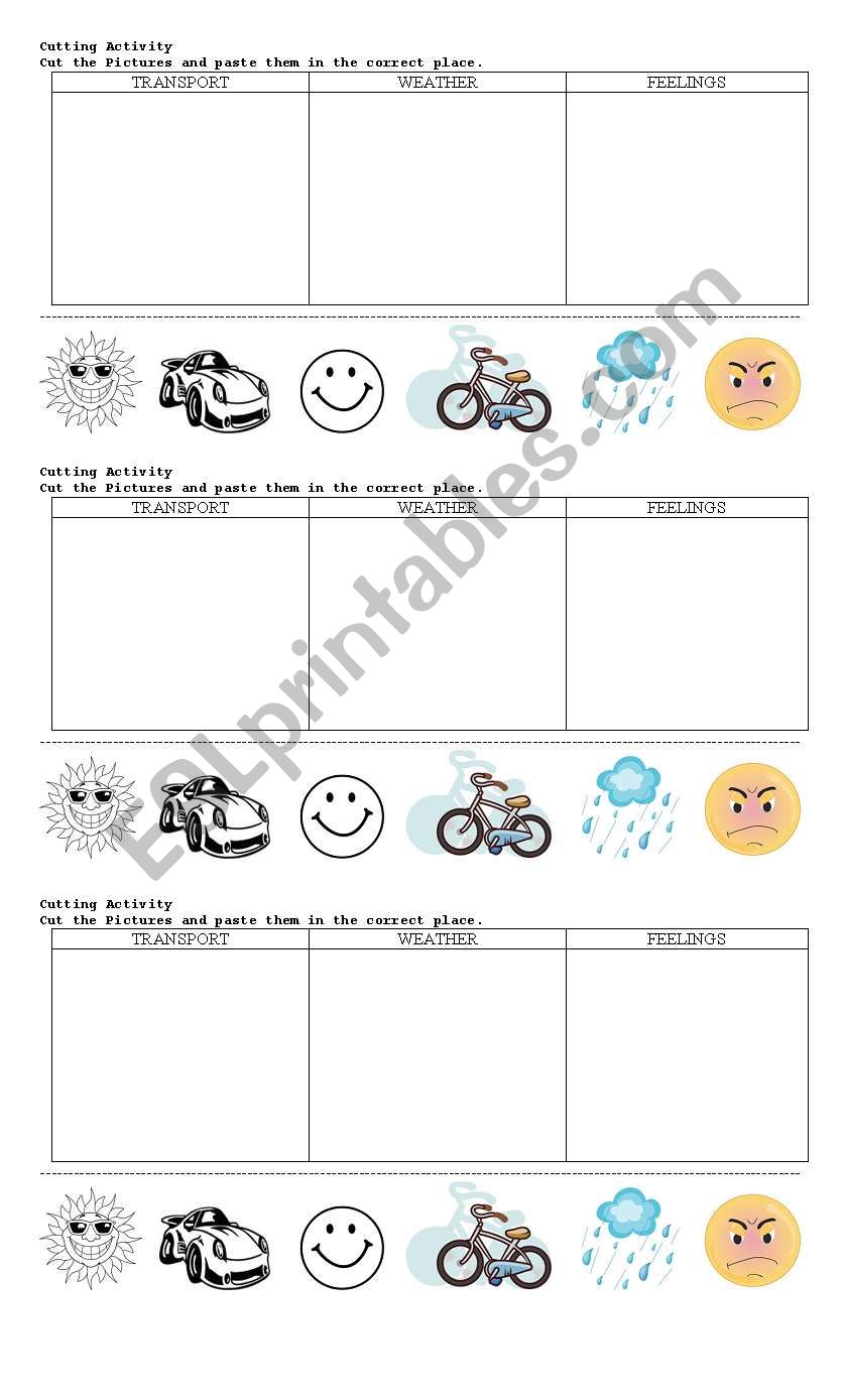 Cutting Activity - Revision worksheet