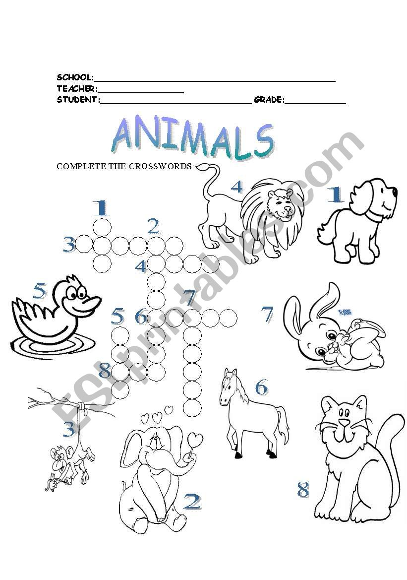 ANIMALS worksheet