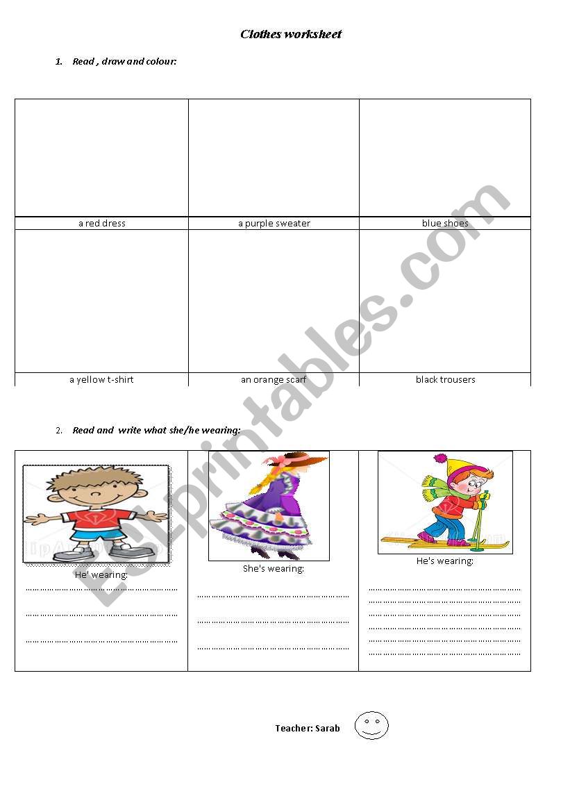 clothes & colour worksheet