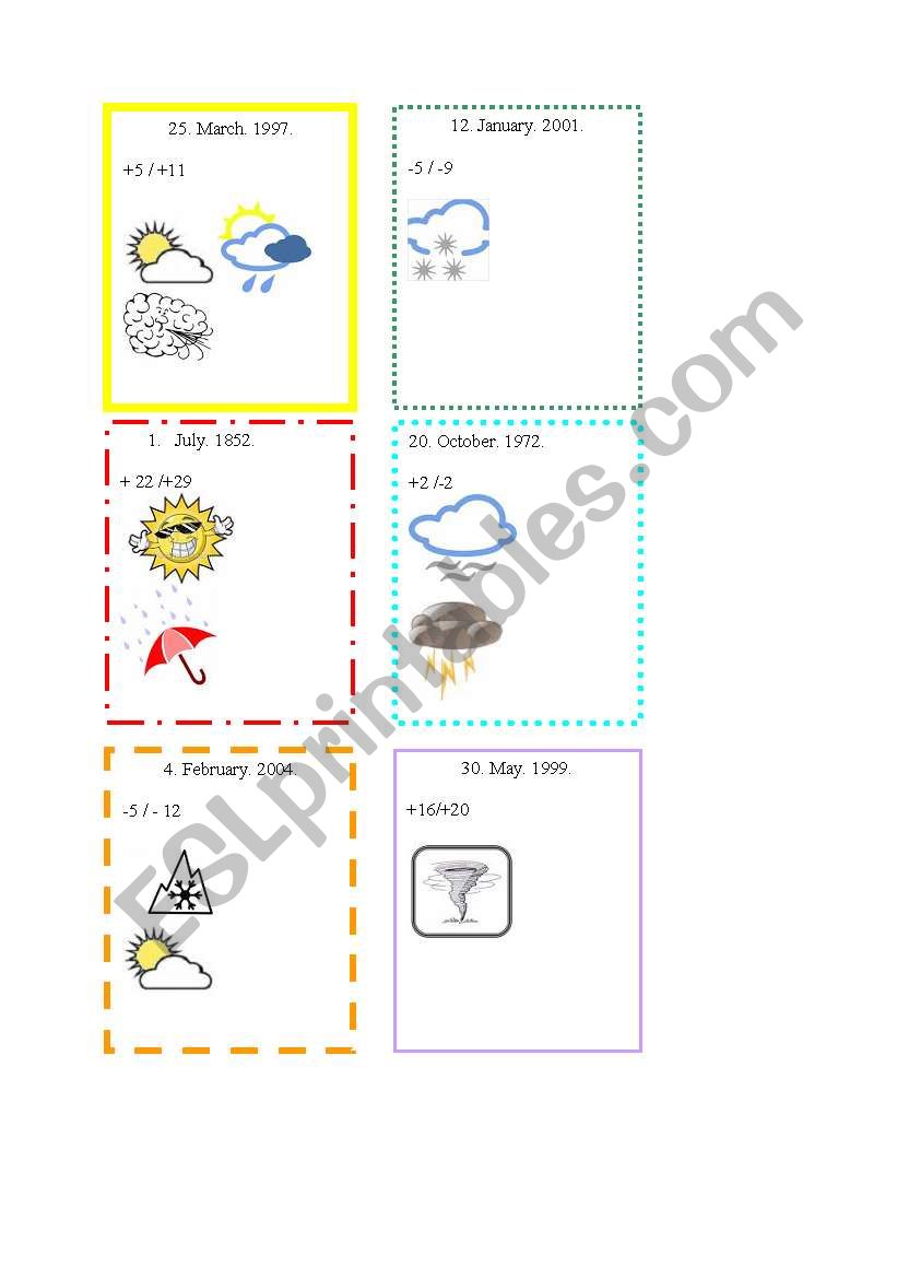 Weather cards worksheet