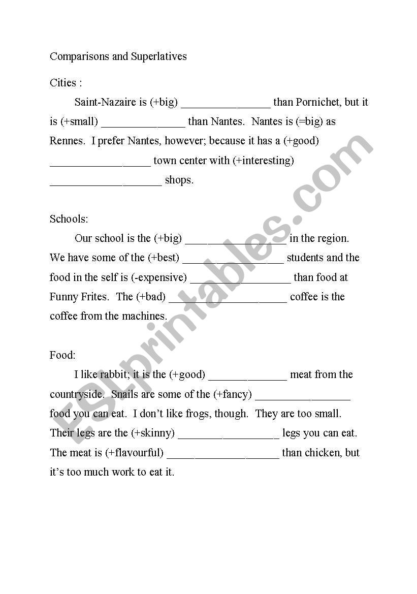 Comparison and Superlative Practice exercise