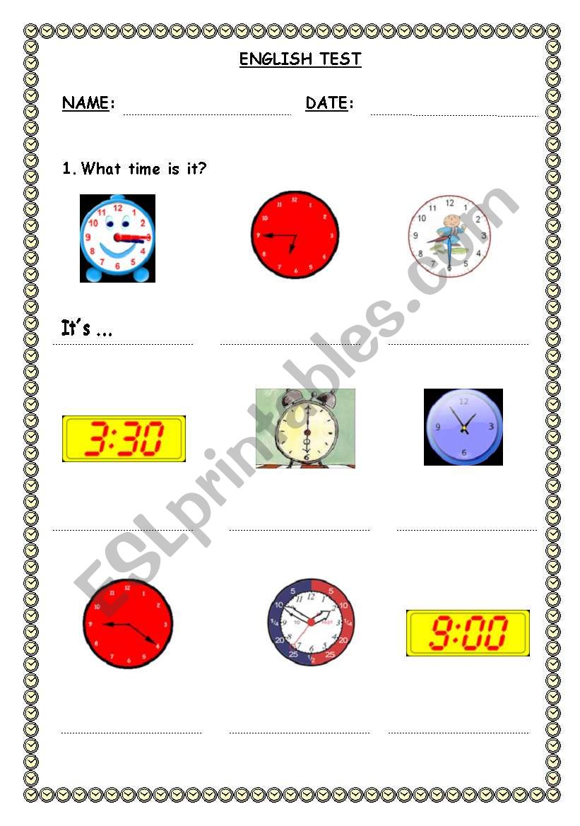 ENGLISH TEST: TIME & ROUTINES worksheet