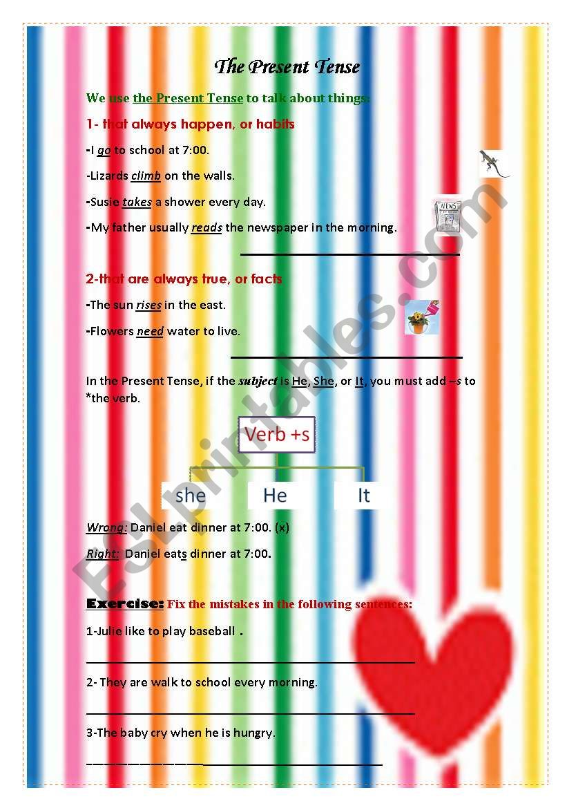 present tense worksheet