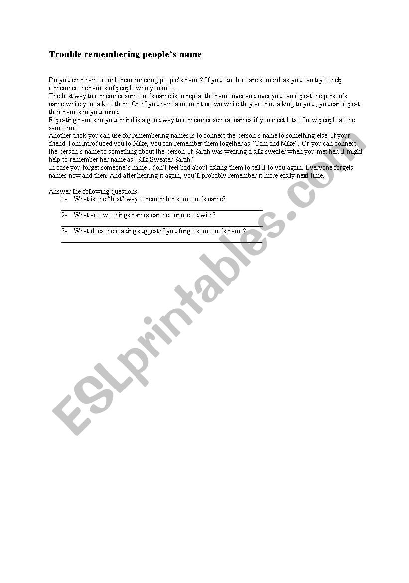 Reading text ( pre-intermediate)