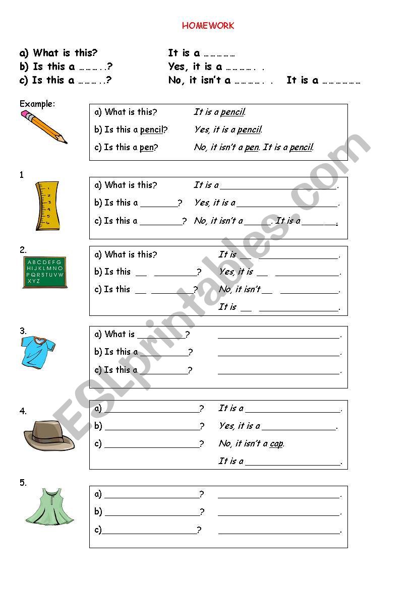 Demonstratives worksheet