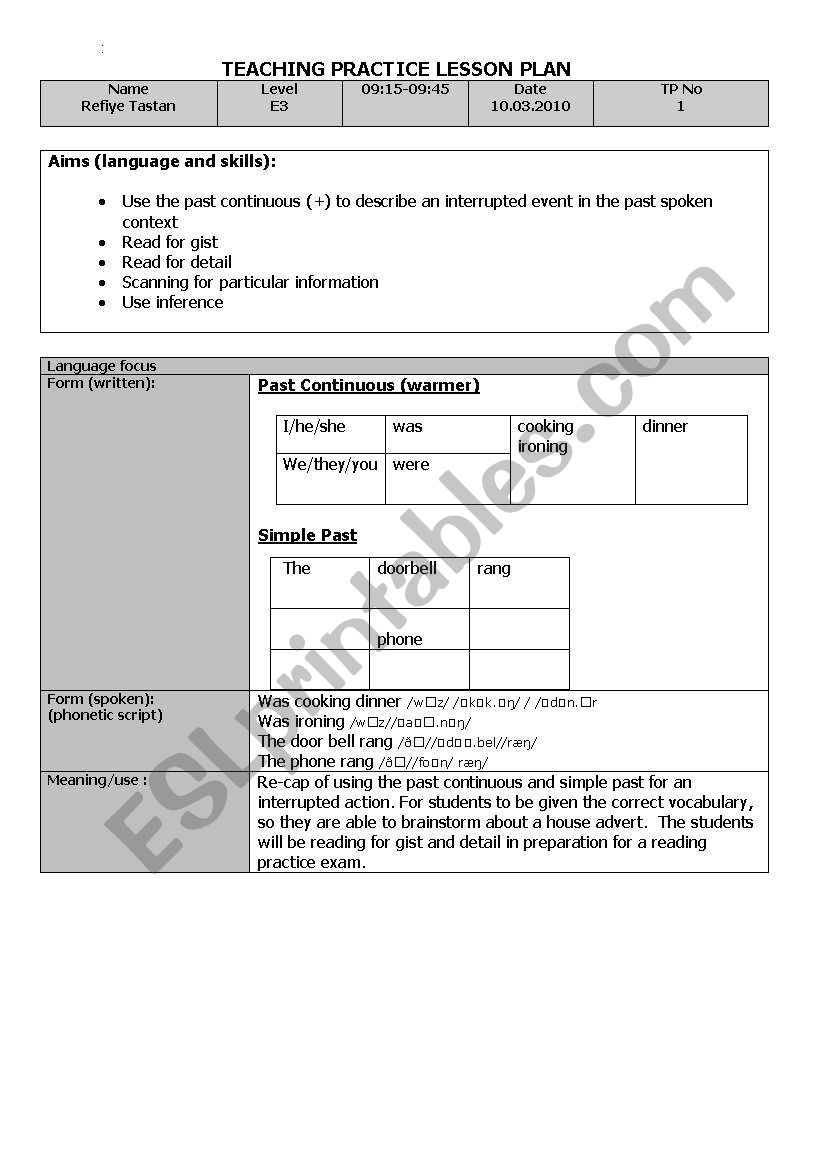 Lesson plan - Reading exam preparation