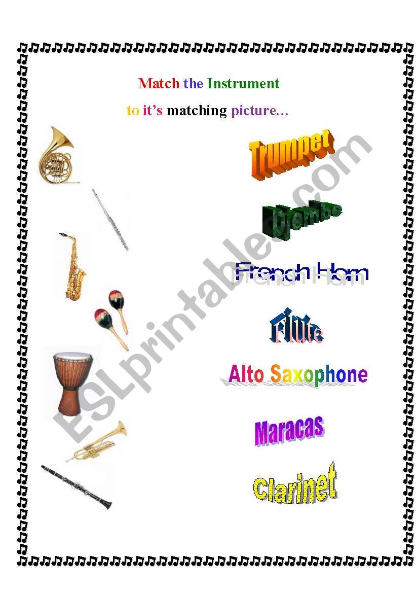 Instrument Matching worksheet