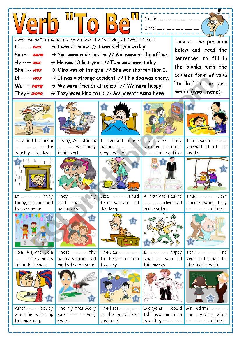 Verb To Be (Past Form) worksheet