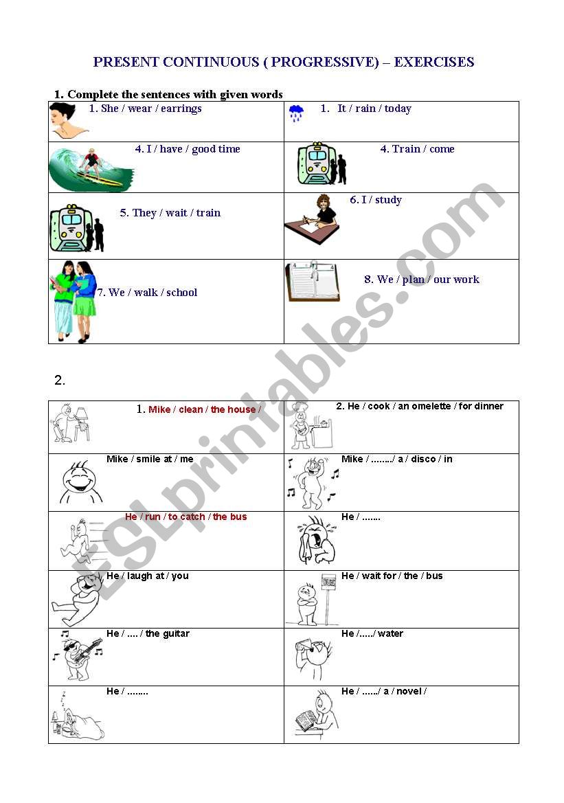 present continuous  worksheet