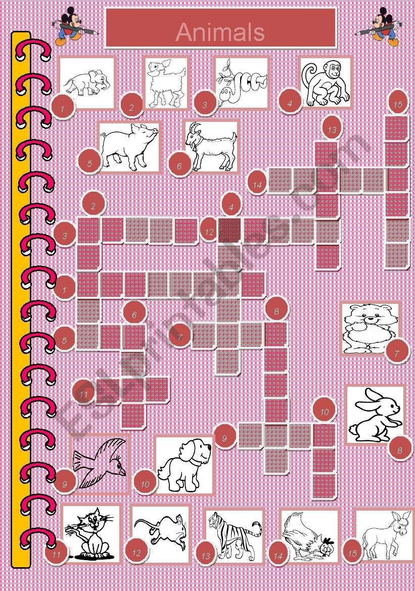 Crossword - Animals worksheet