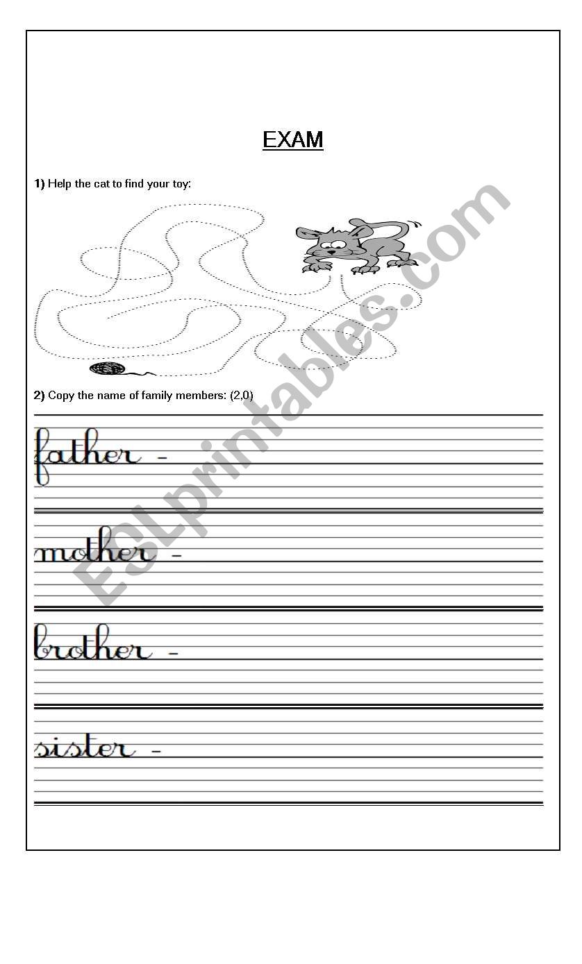 Test - first year worksheet