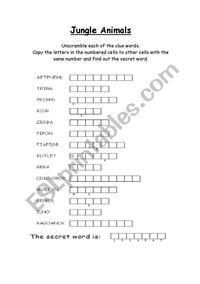 Jungle Animals Puzzle worksheet