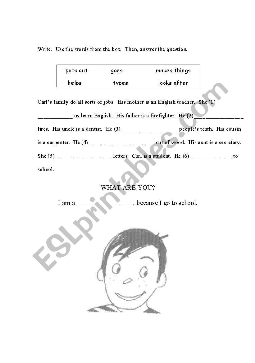 FAMILYS OCCUPATIONS worksheet