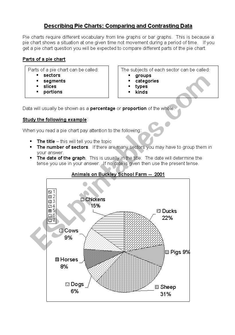 Describing Pie Charts worksheet