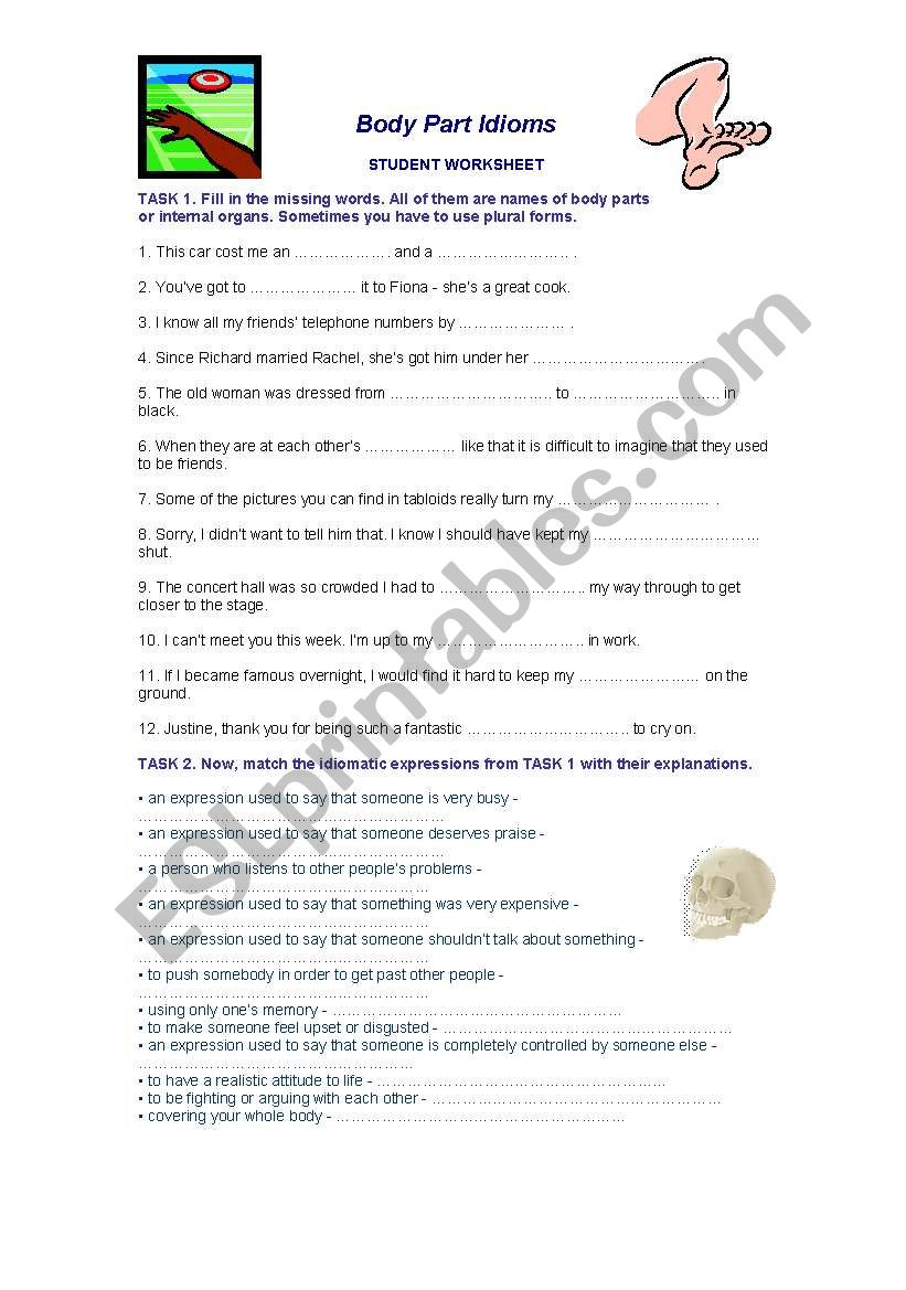 Body Part Idioms worksheet
