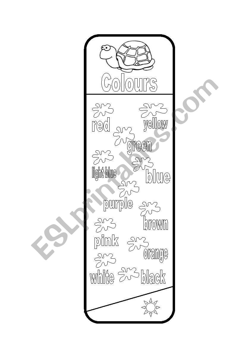 BOOKMARKS WITH COLOURS worksheet