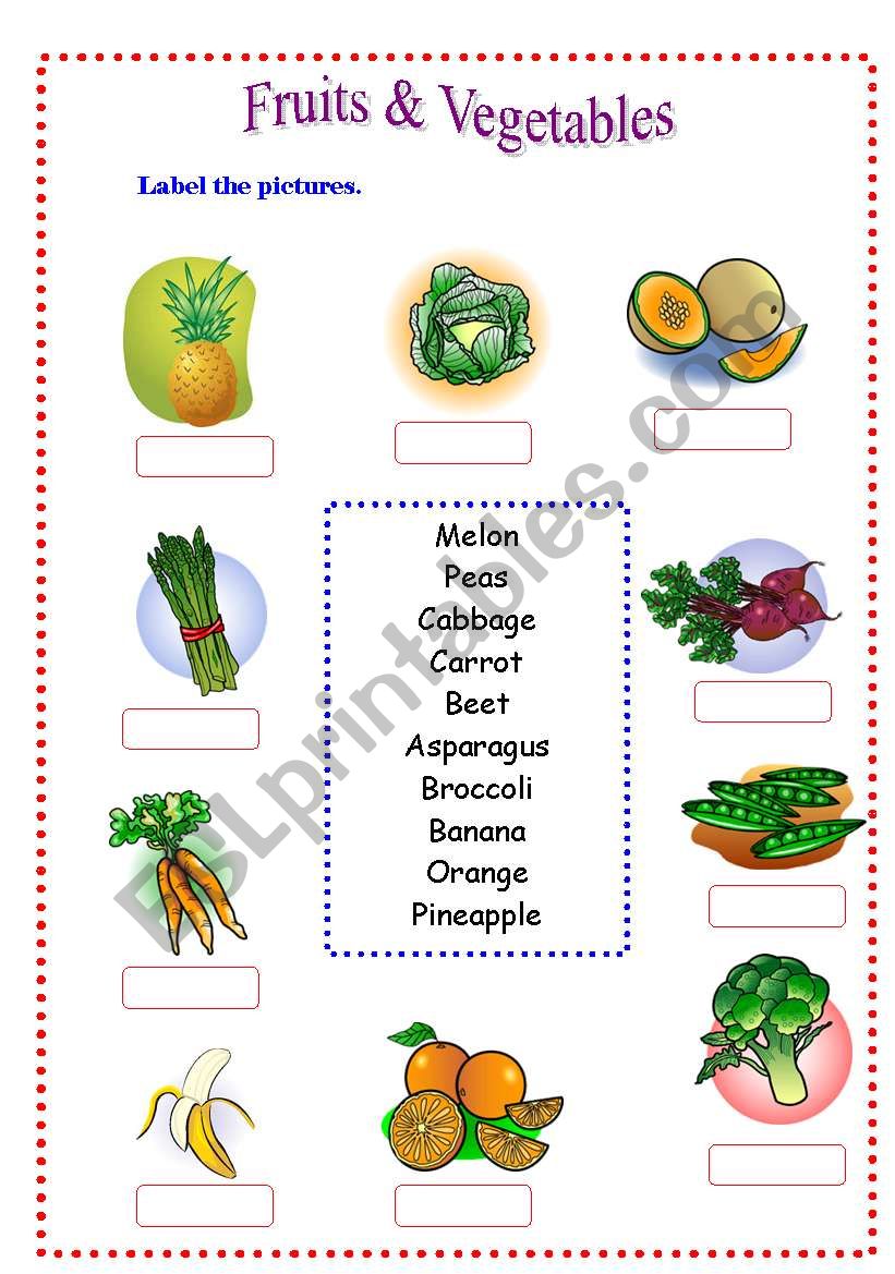 Fruits and vegetables worksheet