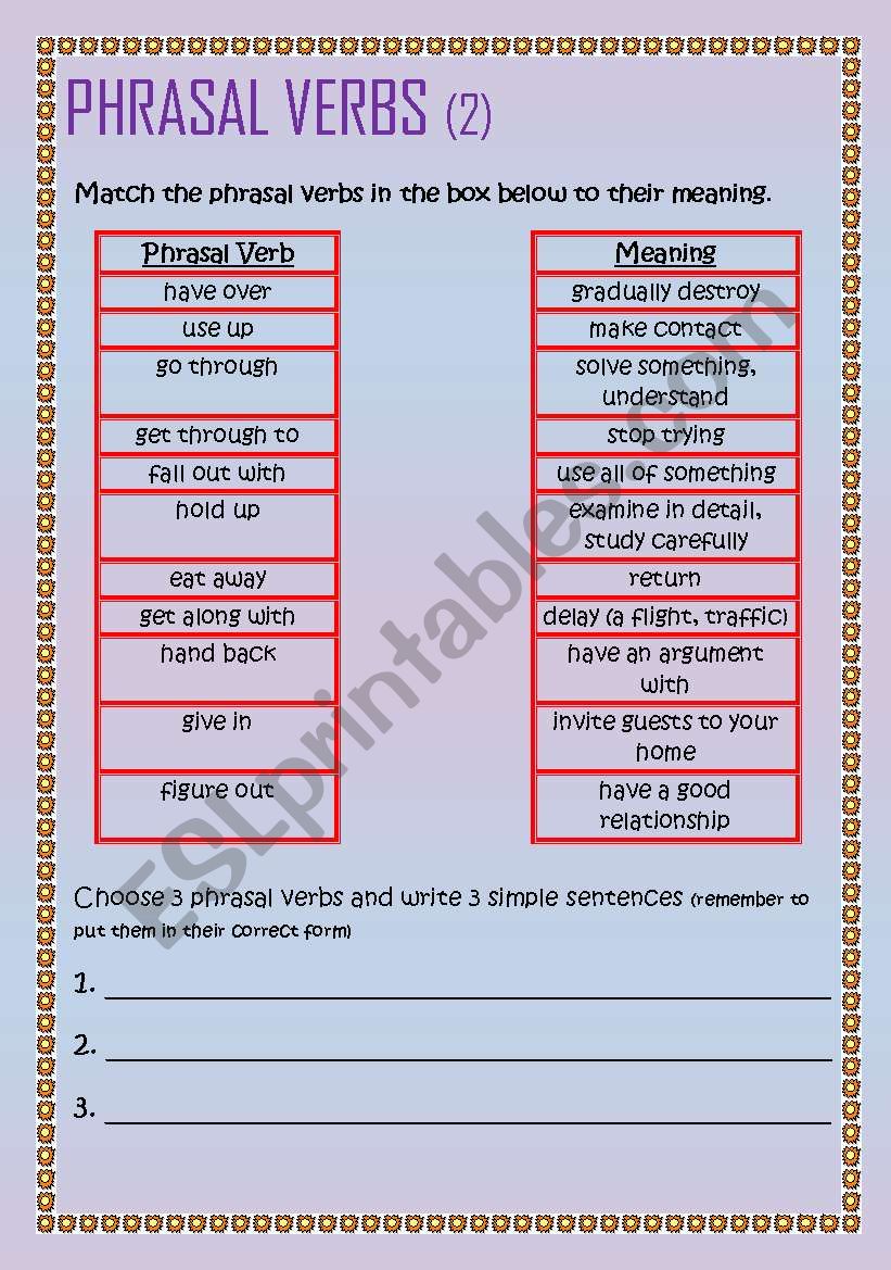 Phrasal Verbs (2) worksheet