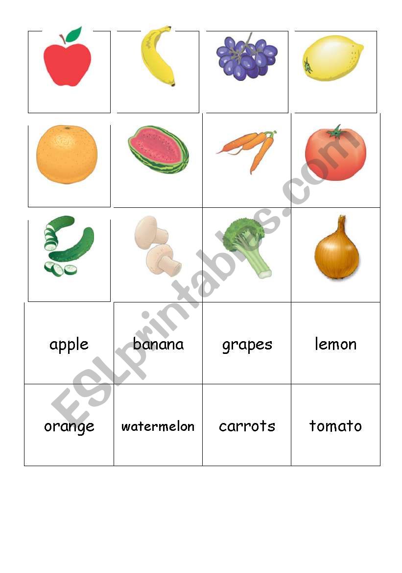 Fruits and vegetables memory game