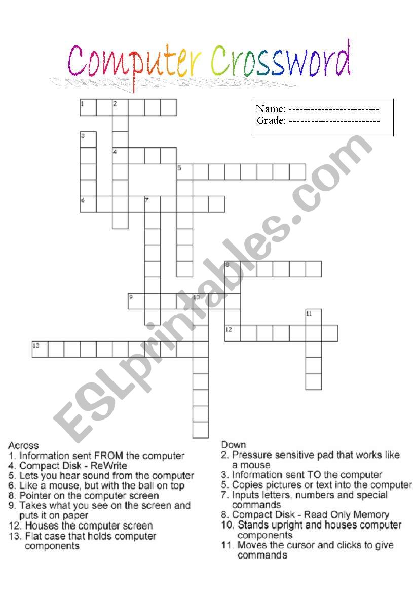 Computer Crossword worksheet