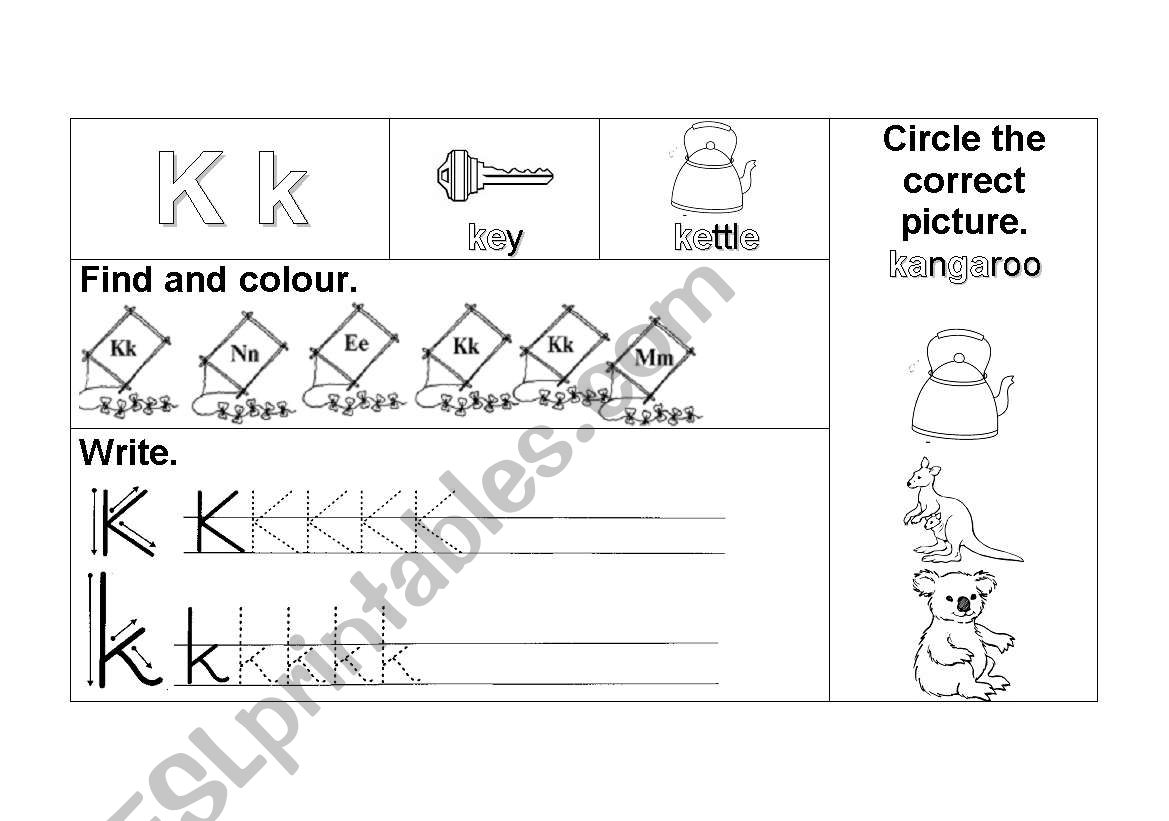 K k worksheet