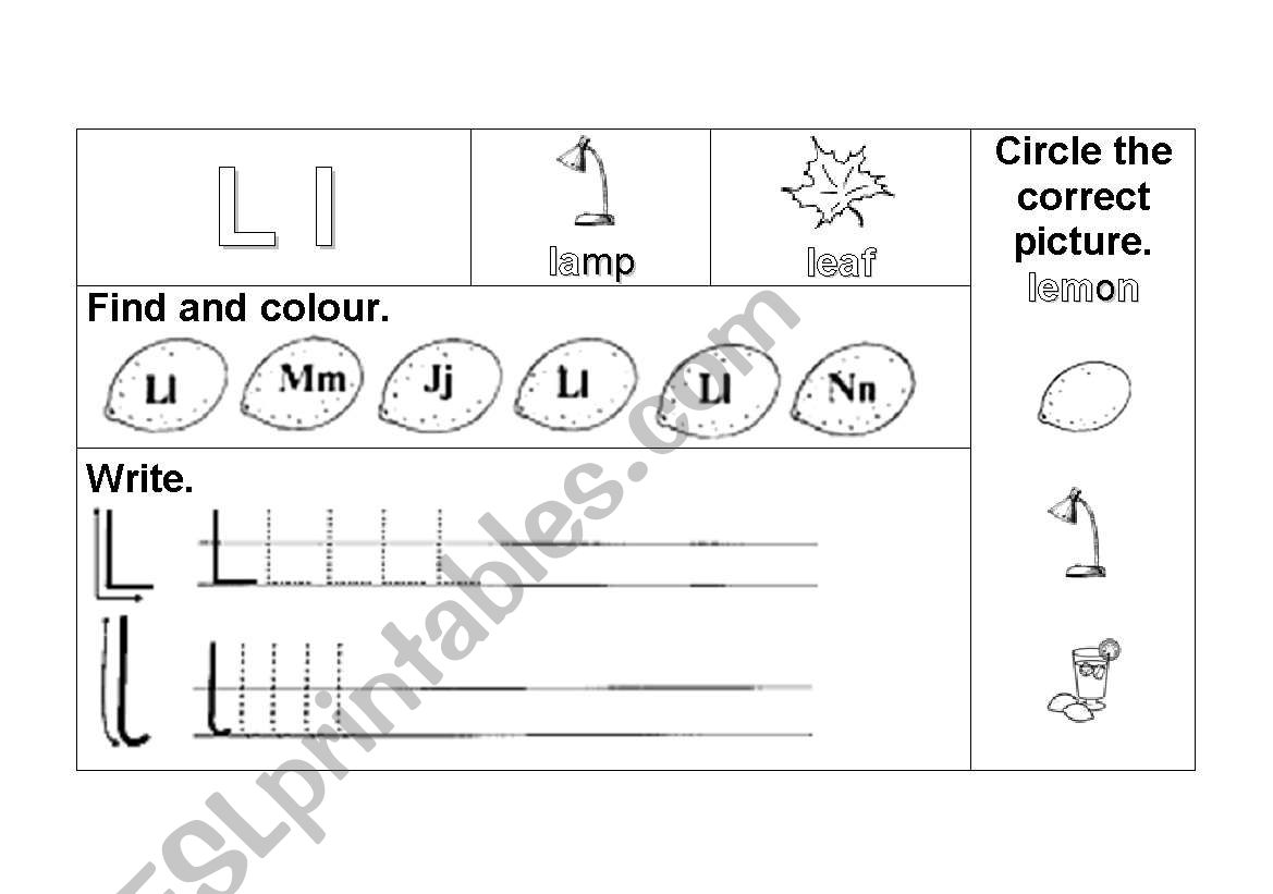 L l worksheet