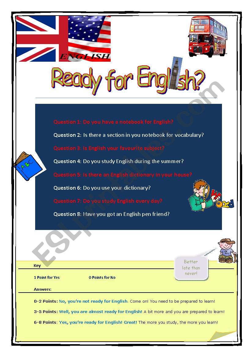 Ready for English? worksheet