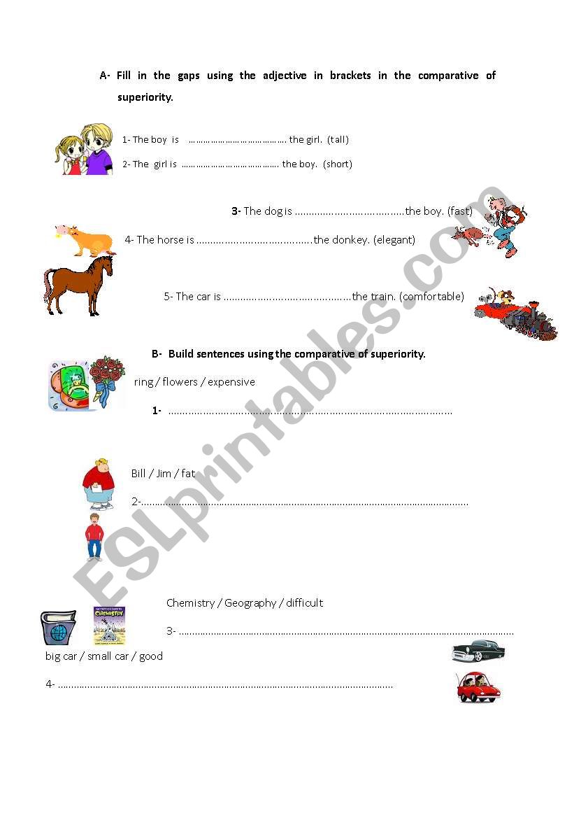 comparative of superiority  worksheet