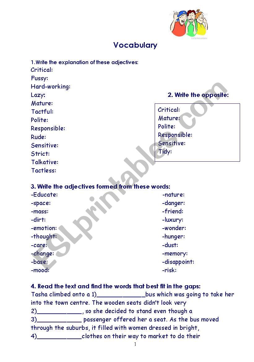 vocabulary worksheet