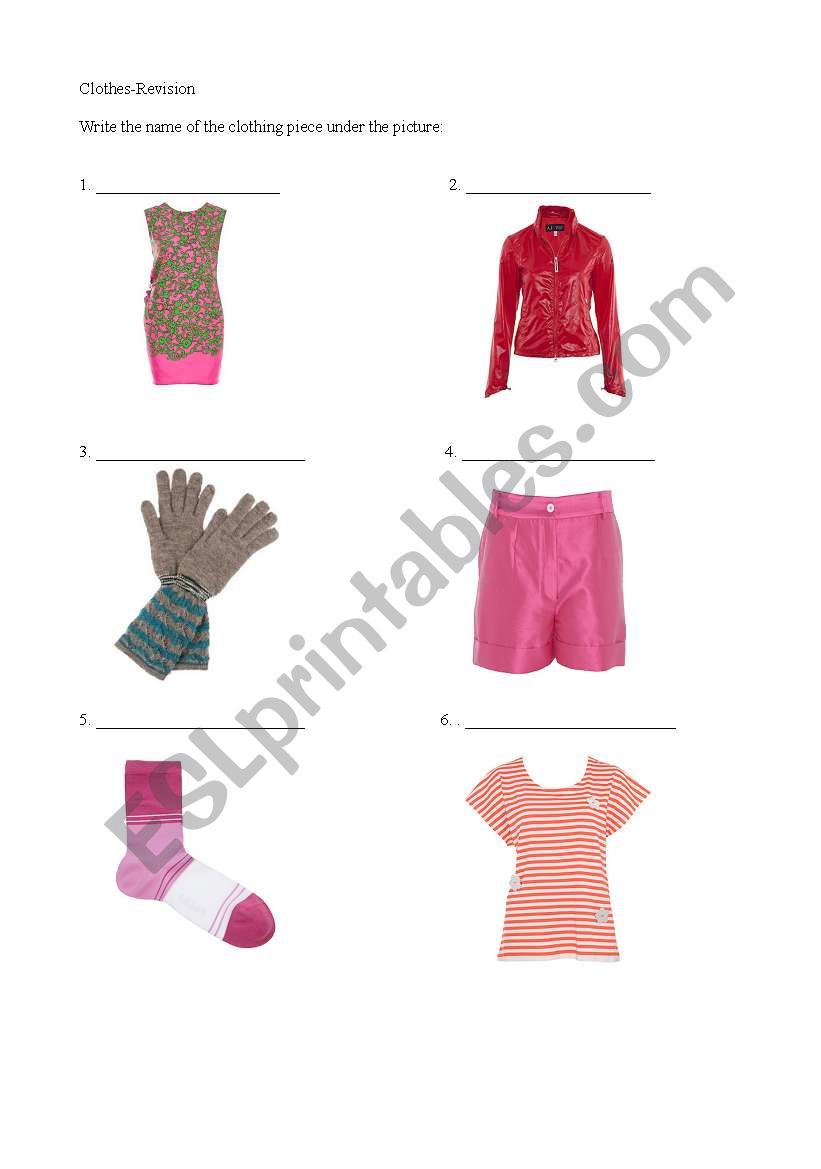 clothes worksheet