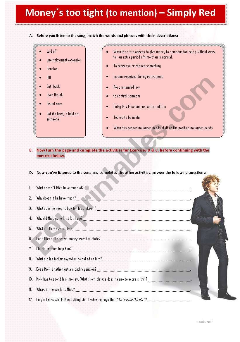 MoneyÂ´s too tight (to mention) Simply Red Song Lyrics