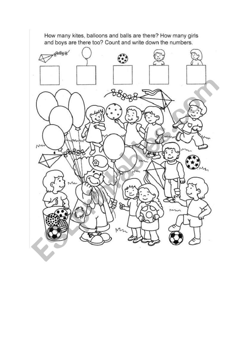 Count and write down. worksheet
