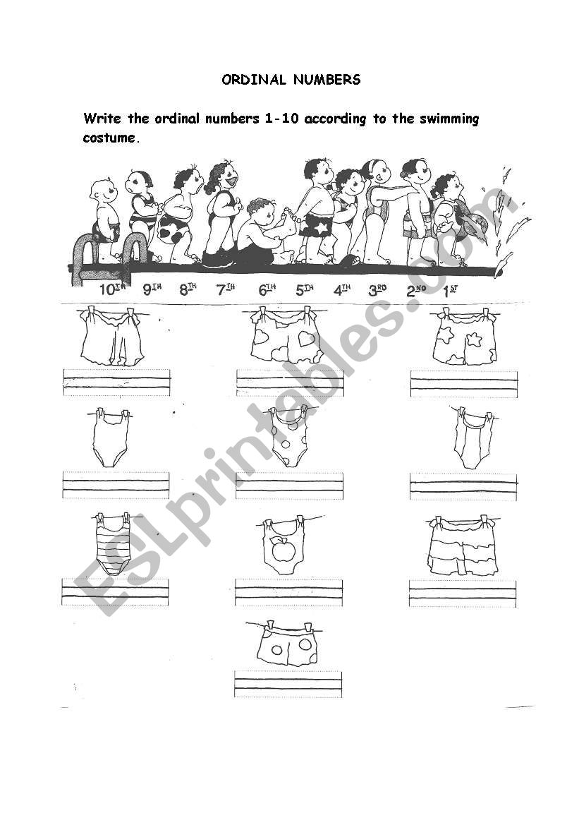 ordinal numbers worksheet