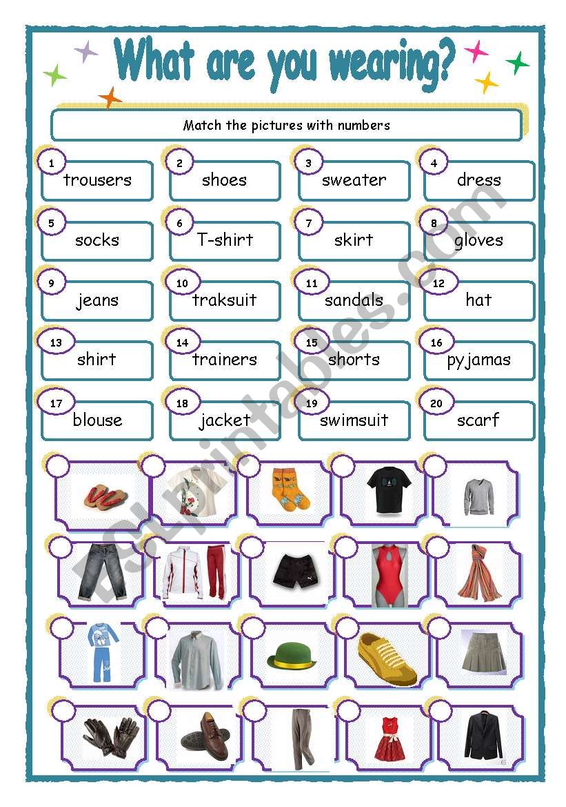 What are you wearing? worksheet