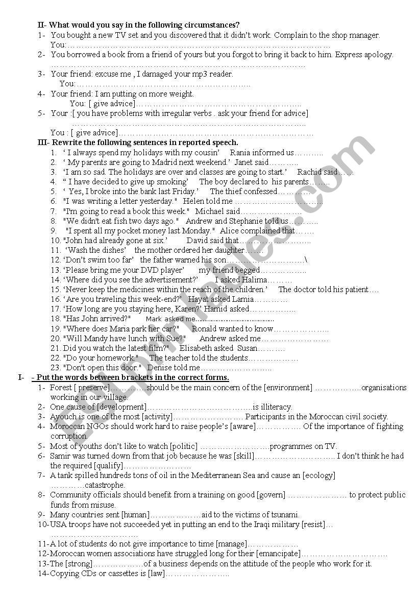 GENERAL REVIEW BAC STUDENTS worksheet