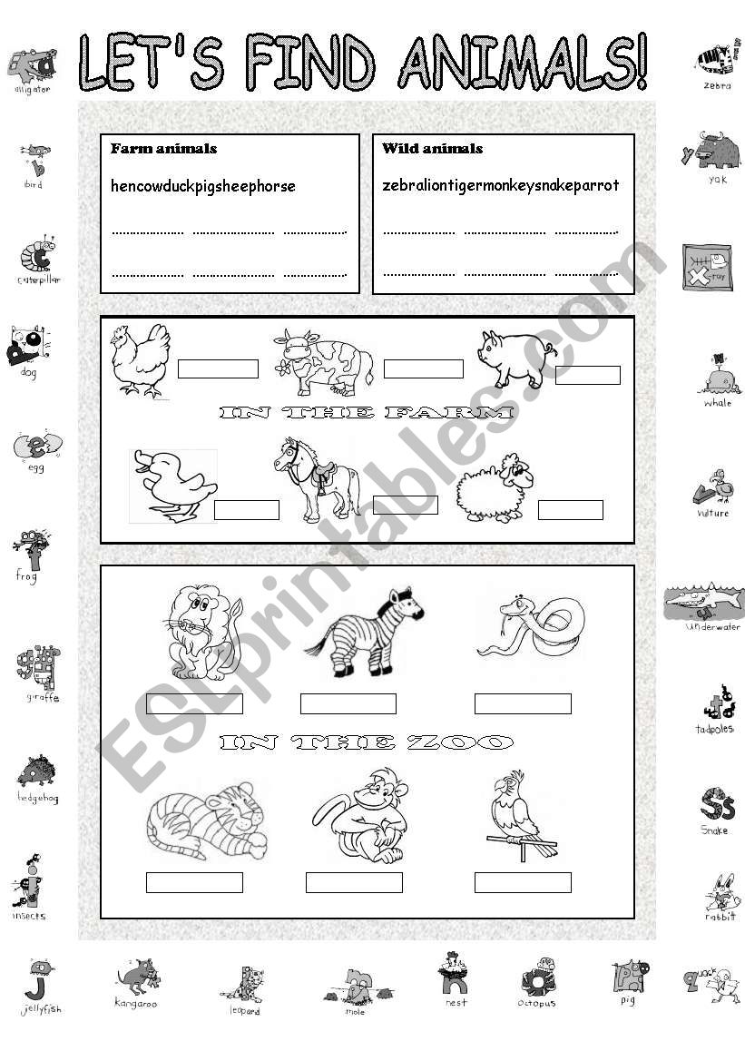LetÂ´s find animals! worksheet