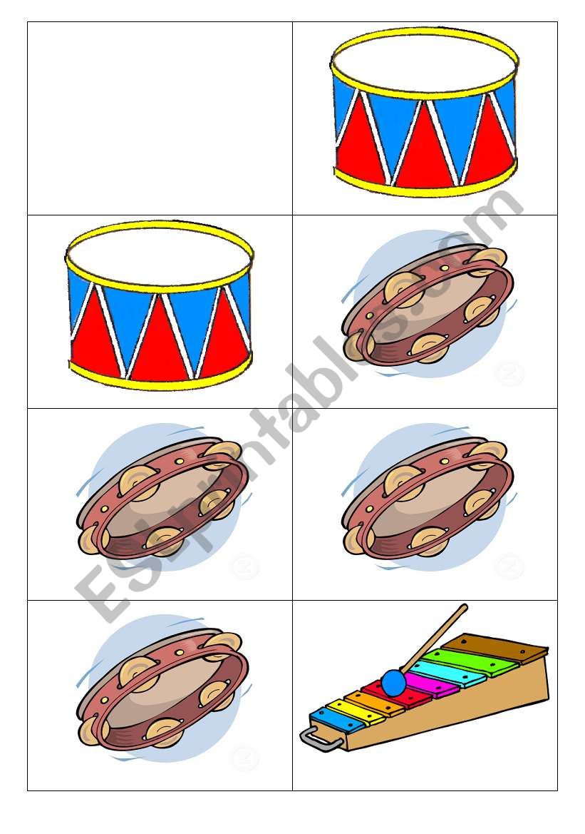 Instruments domino worksheet