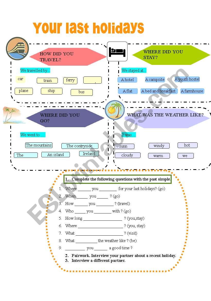 Your last holidays worksheet