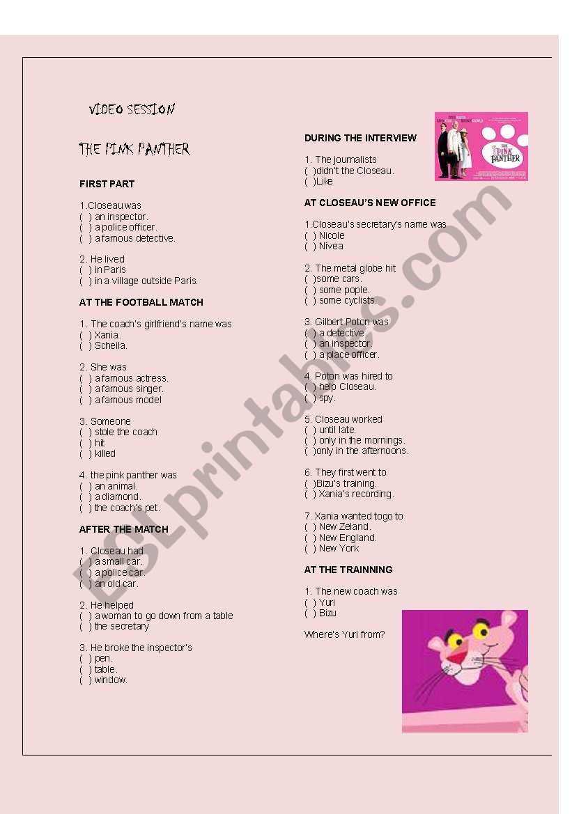 The Pink Panther - The Movie worksheet