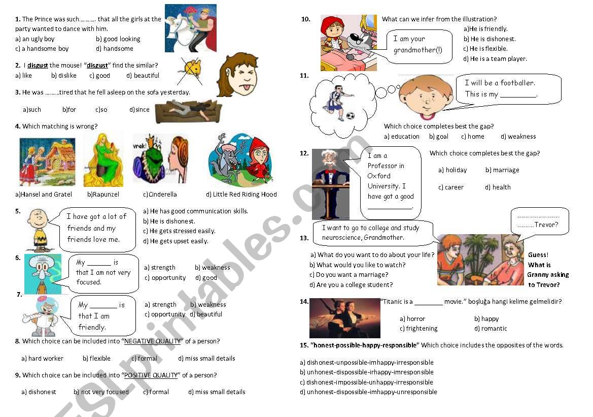 test for 8th grades worksheet